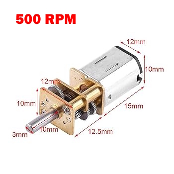 N20 Micro Metal Gear Motor (500RPM) – Mini High Torque DC Motor for Robotics & Electronics