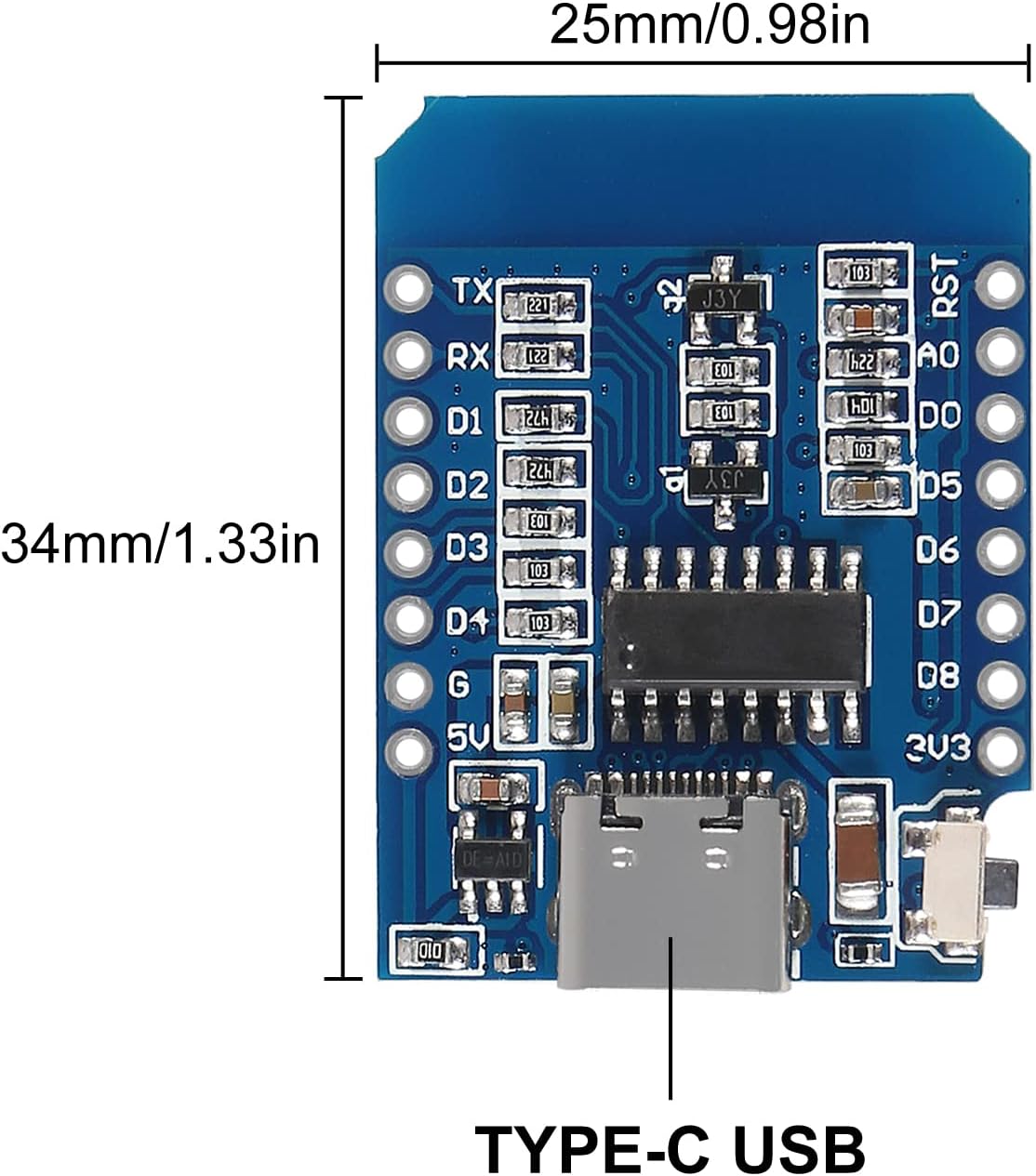 WEMOS D1 Mini ESP8266 ESP-12F Type-C Development Board - Image 3